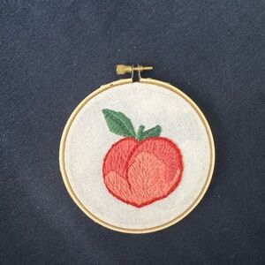 Handcrafted Peach Embroidery Hoop Art